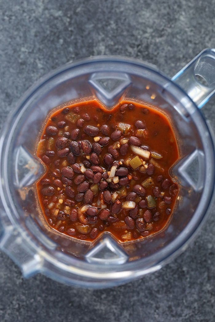 crock pot black bean soup in a blender