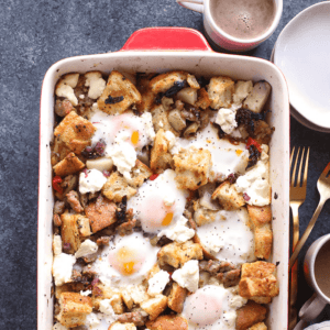 A healthy breakfast casserole dish.