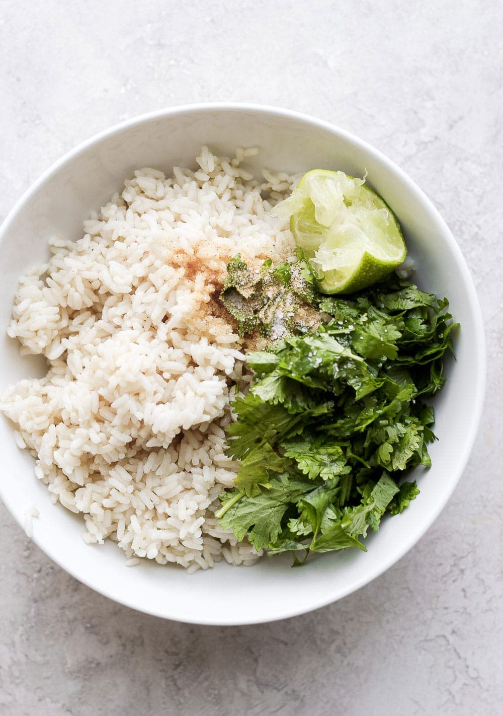 Cilantro lime rice in a bowl.