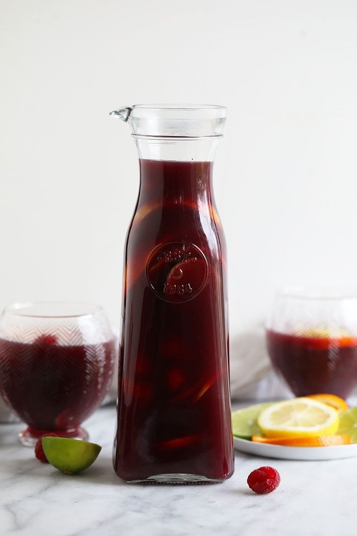 sangria in glass bottle