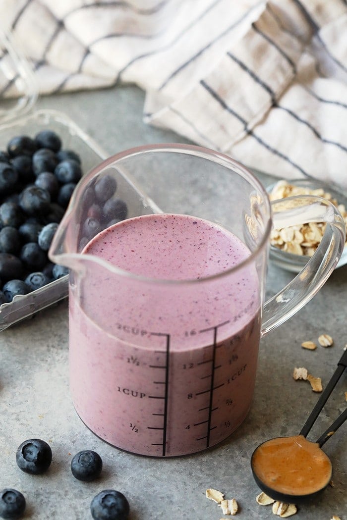 smoothie in a beaker.