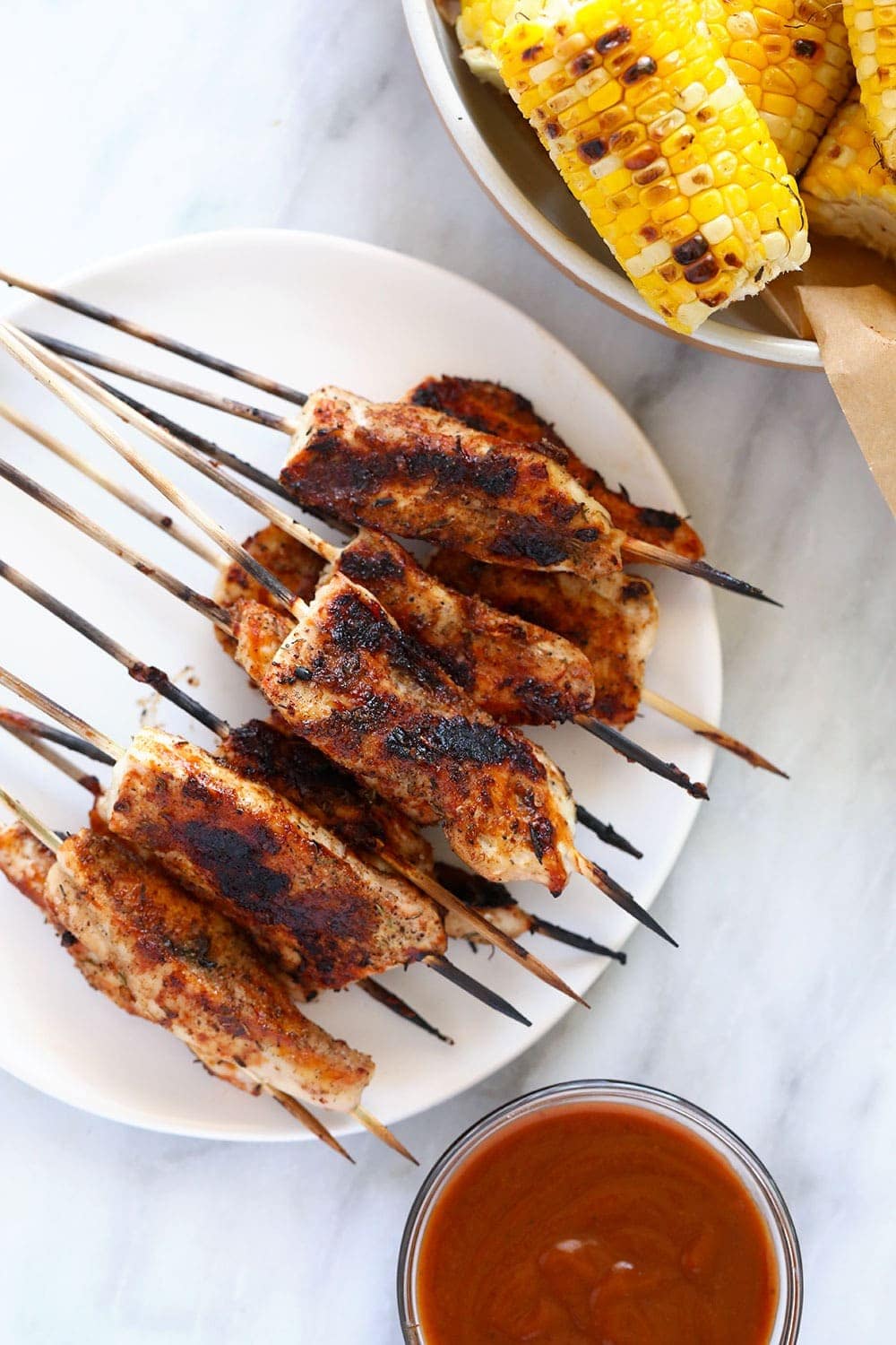 Chicken Skewers on a plate.