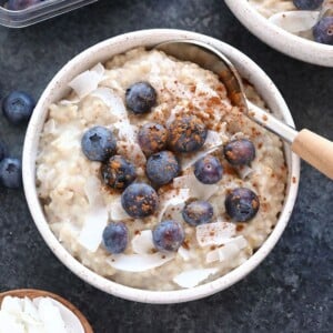 creamy coconut slow cooker steel cut oats in a bowl