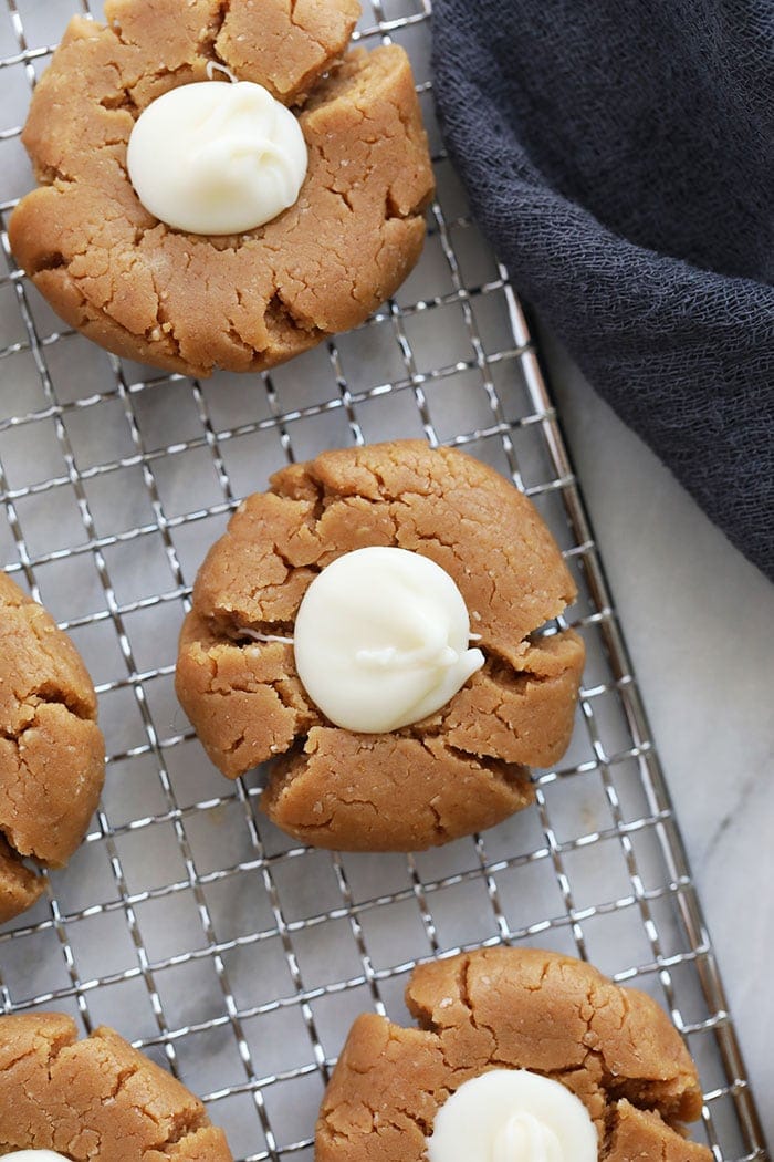 No bake thumbprint cookies on a grate 