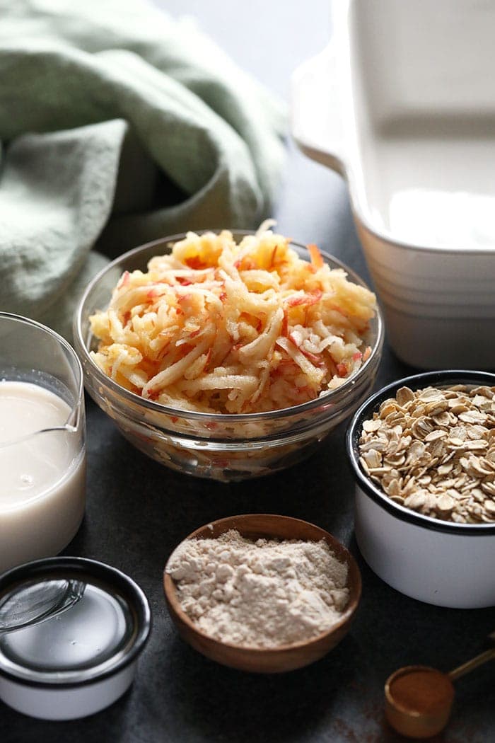 shredded apples in a bowl.