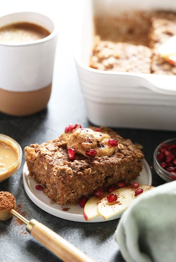 baked oatmeal on plate.