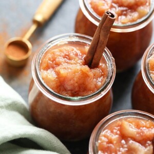 Cinnamon applesauce in jars.