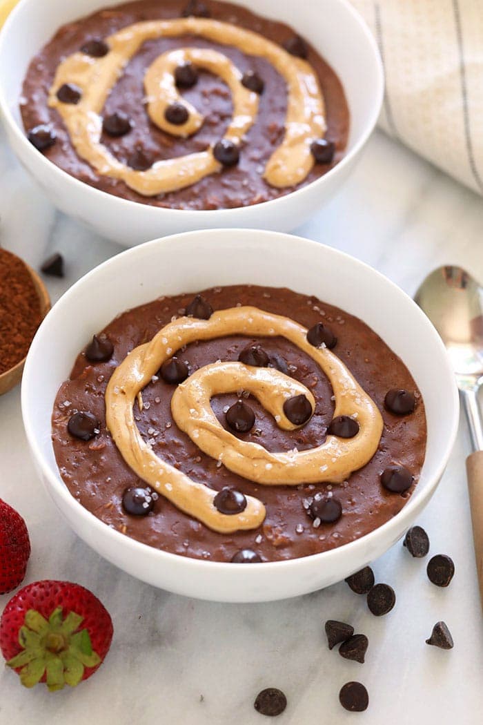 chocolate oatmeal with peanut butter swirl