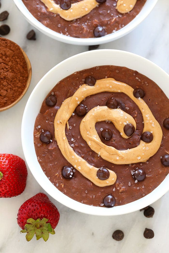 chocolate oatmeal with peanut butter swirl