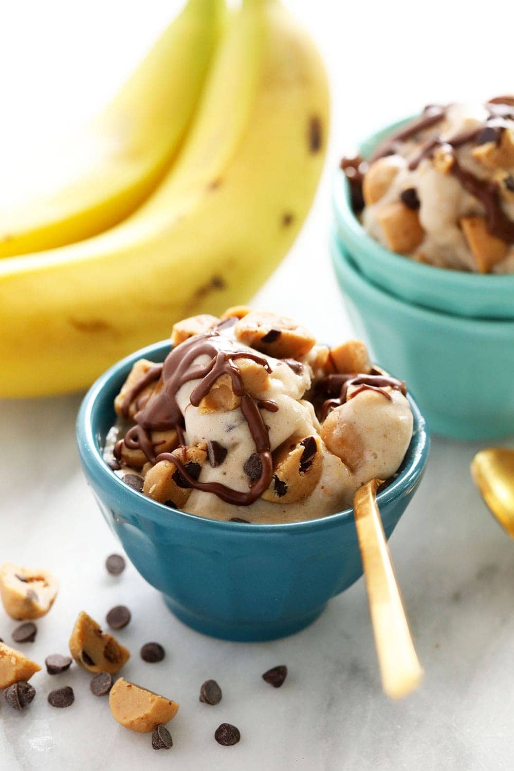 vegan cookie dough banana nice cream in a bowl