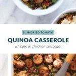 Quinoa casserole served with a knife and fork.