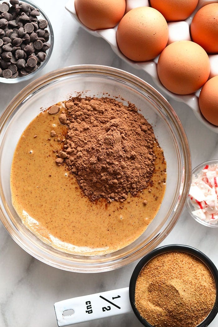 hot cocoa cookie ingredients in a bowl