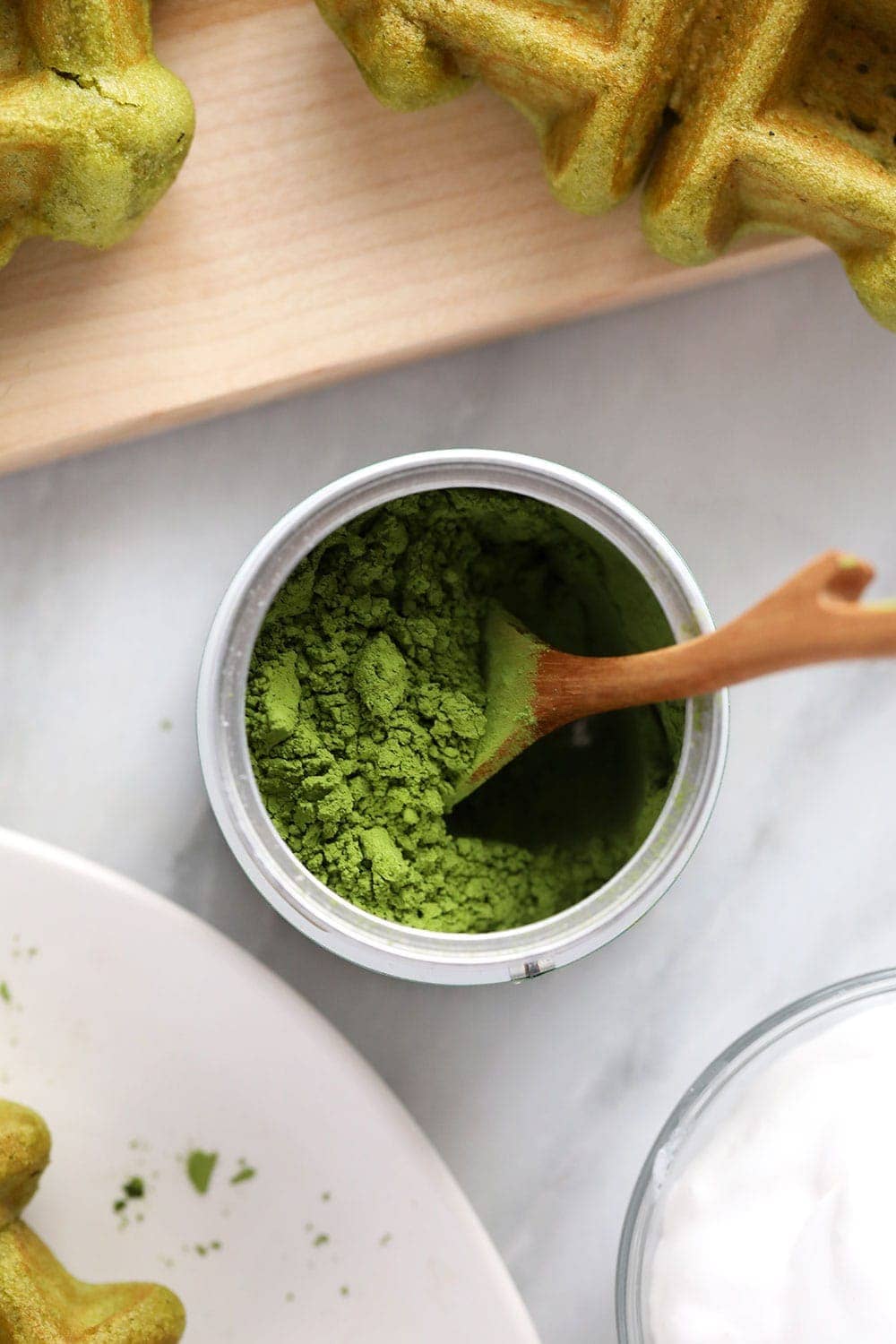 can of matcha powder