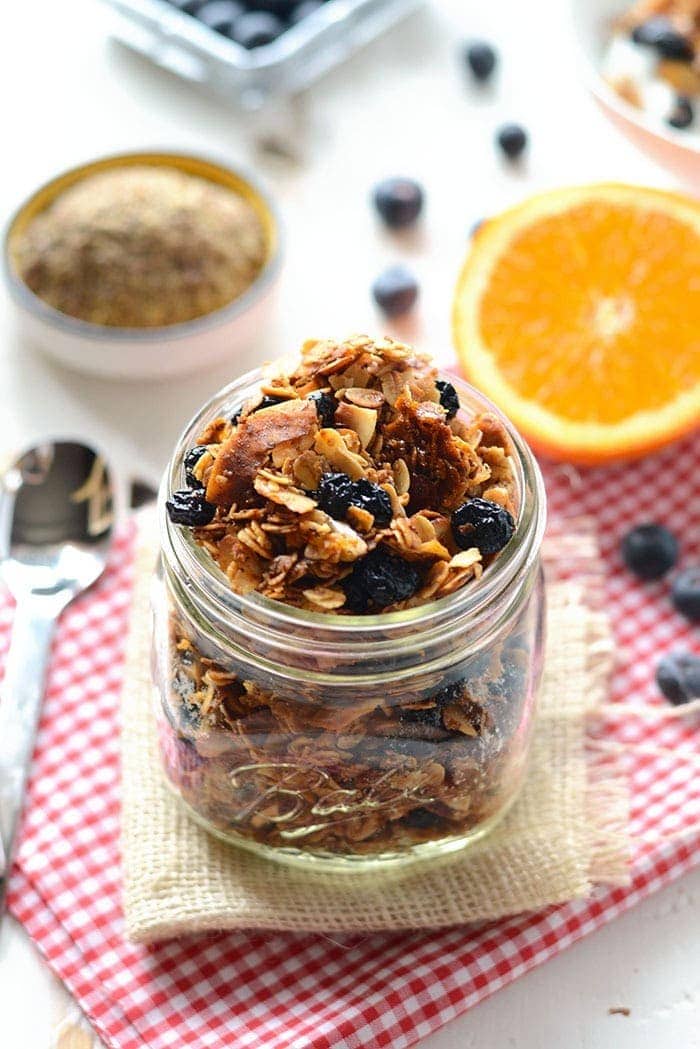 Blueberry Orange Granola in a jar