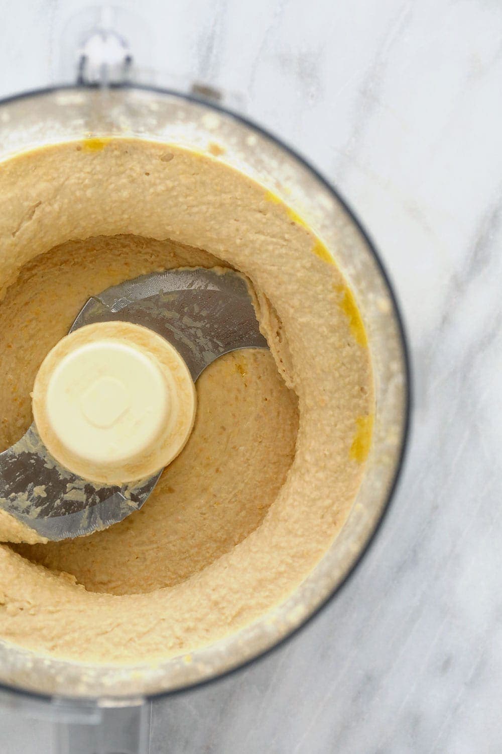 lemon garlic hummus in a food processor