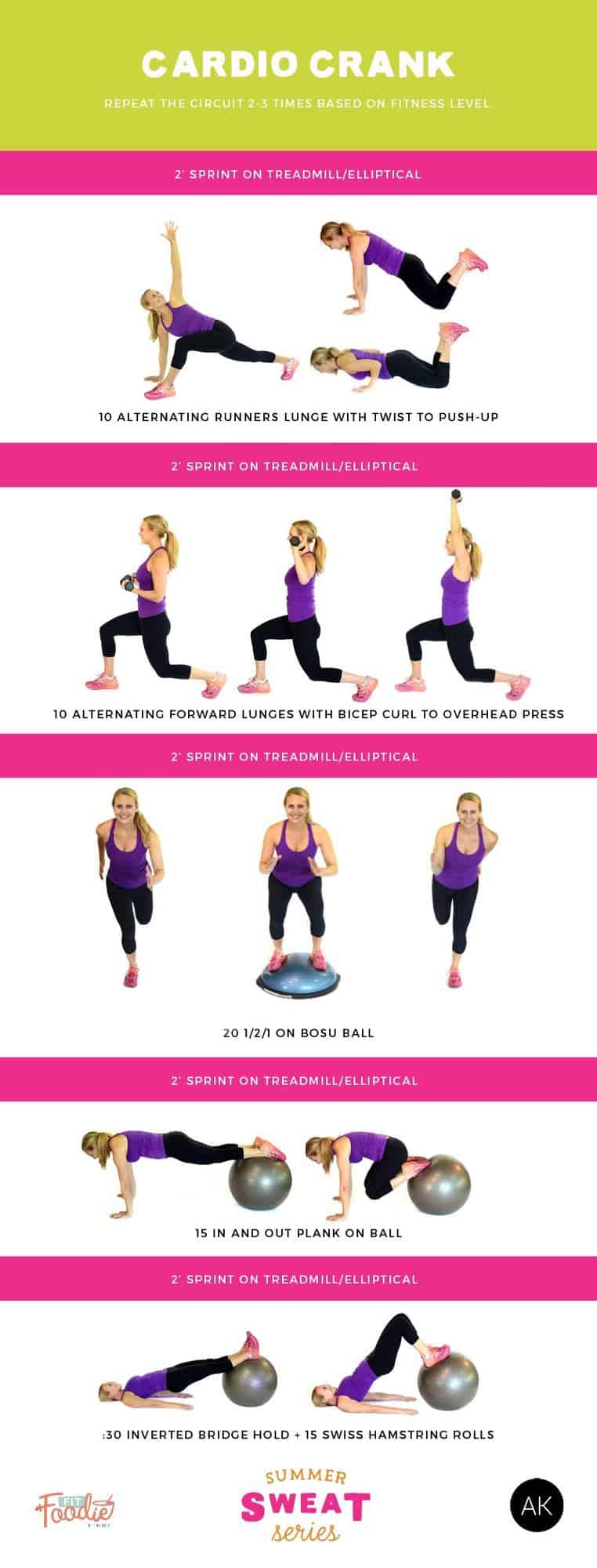 Torch Calories with this Cardio Workout that combines 2 minute sprint intervals and full-body strength exercises! 