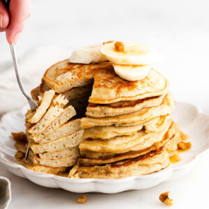 stack of banana pancakes.