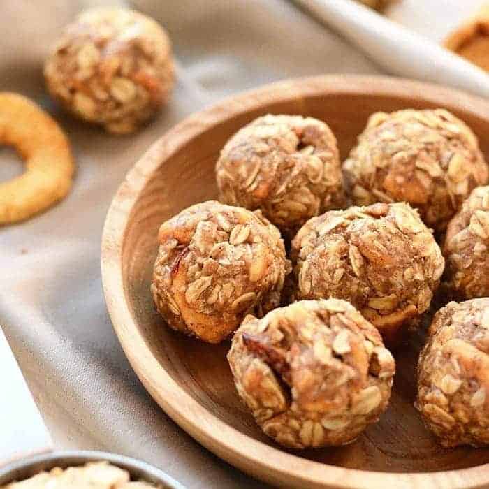 apple chai energy balls in a bowl