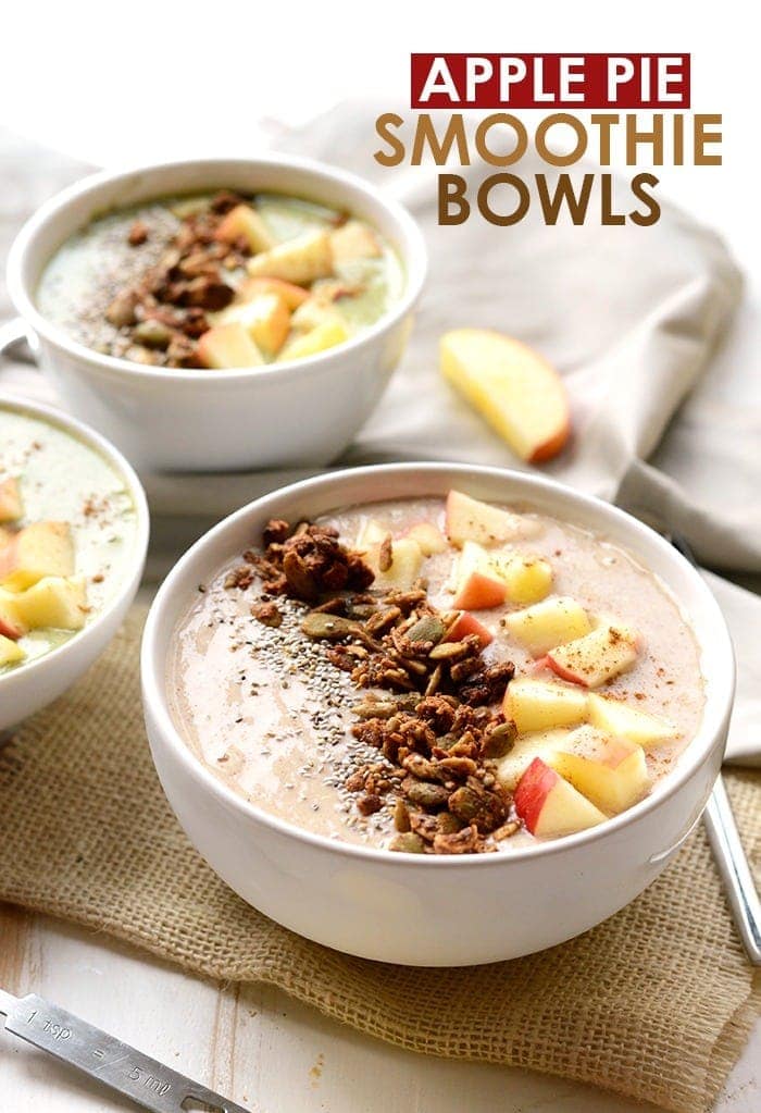 apple pie smoothie bowl with toppings