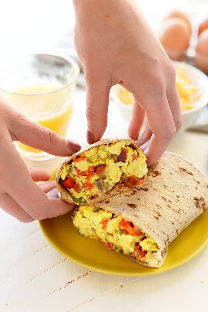 This is meal prep at its finest! Make these delicious protein-packed breakfast burritos to have before work or school all week long!