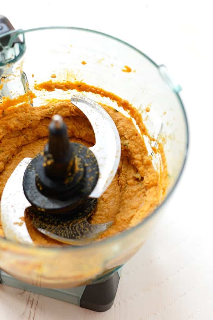 sweet potato hummus in food processor