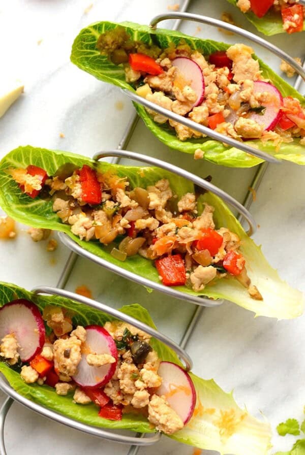 thai lettuce wraps in taco holder