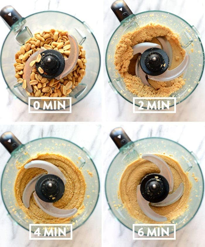 homemade peanut butter in a food processor