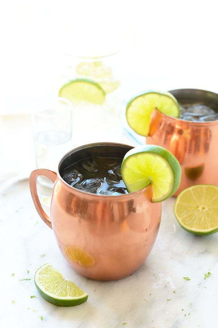 Moscow mule in copper mug