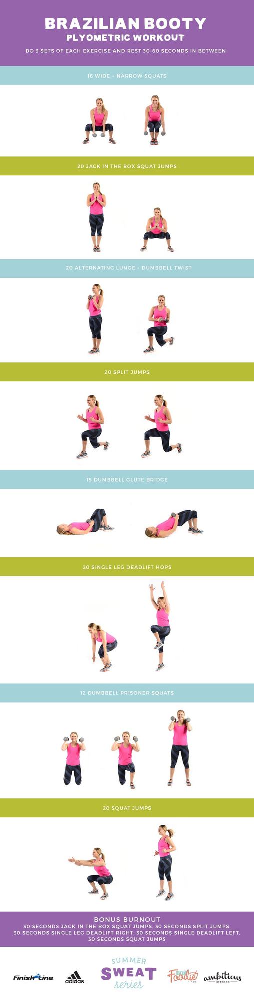 This Brazilian Booty Workout mixes lower body strength training with plyometric movements for the ultimate lower body burn! 