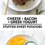 Cheese and bacon stuffed sweet potatoes.