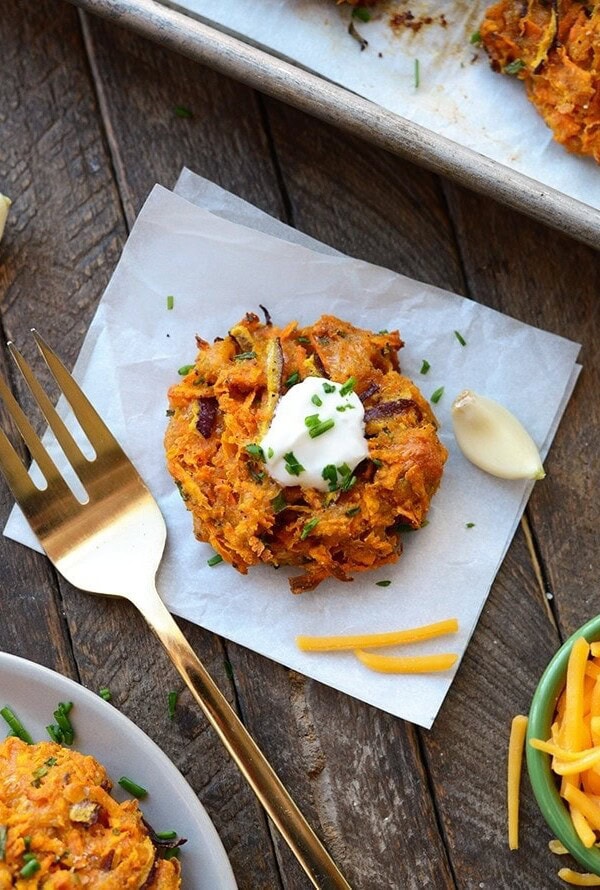 sweet potato hash browns fritters ready to be served