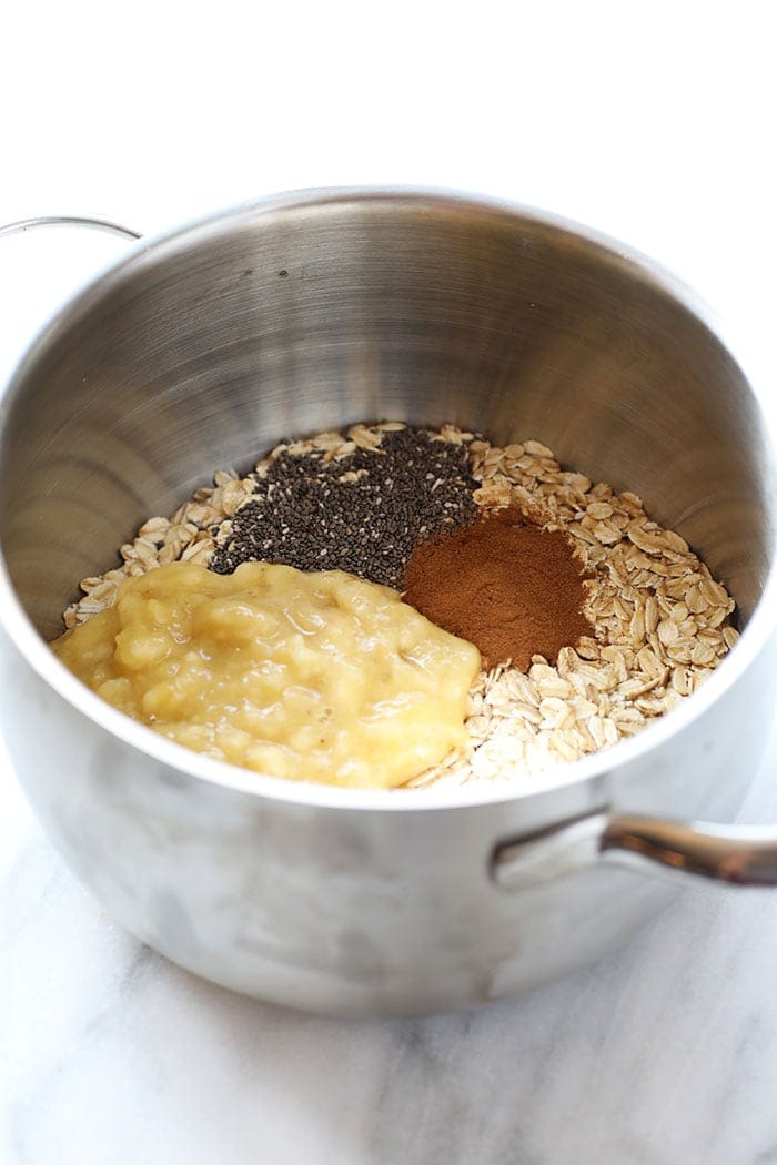 ingredients for stovetop oatmeal in pot