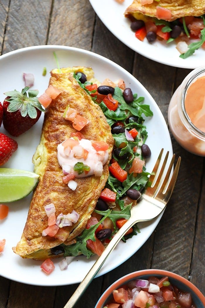 veggie omelette with black beans