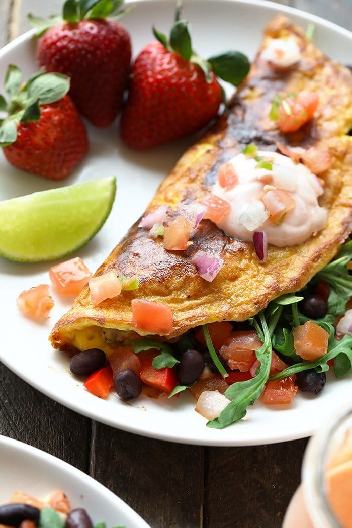 Get all your veggies in for the day at breakfast with this Veggie-Packed Black Bean Omelette! With this meal, you'll get tons of plant-based and egg protein, too!