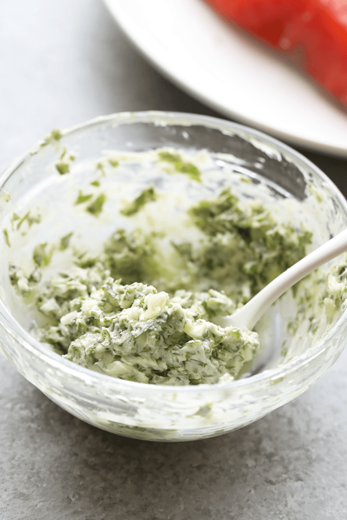 Herbed butter in a bowl.