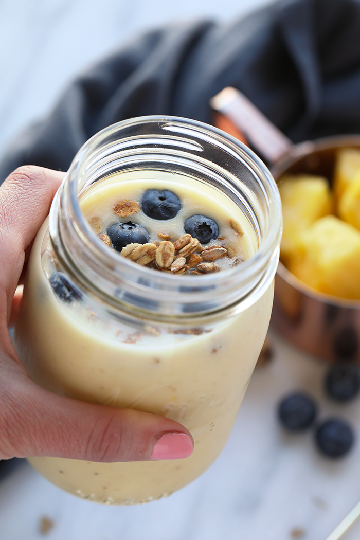 Smoothies are the perfect on-the-go healthy breakfast or delicious snack. Add this Refreshing Ginger Pineapple Smoothie to your rotation this summer, it won't disappoint!