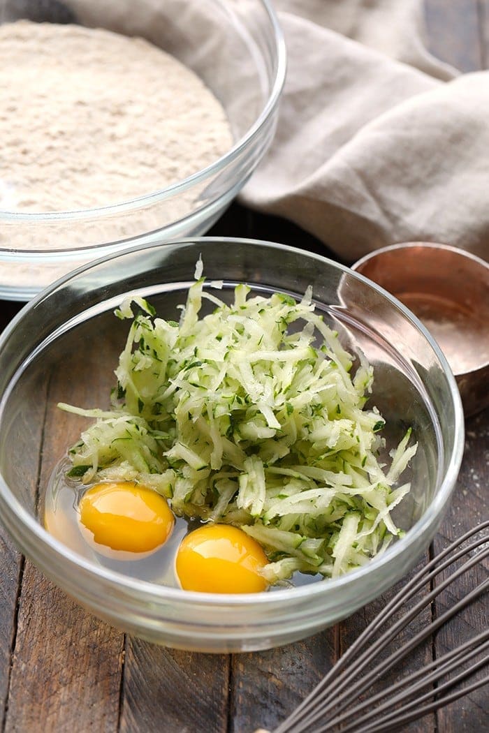 shredded zucchini and eggs