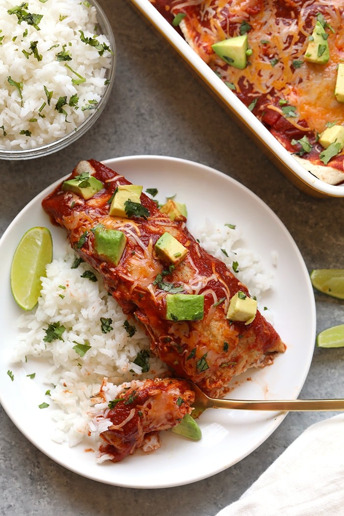 healthy chicken enchiladas on a plate