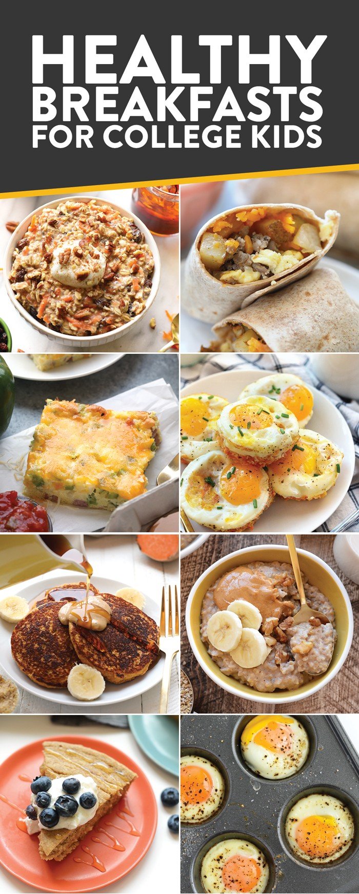 Photo collage of healthy breakfast recipes