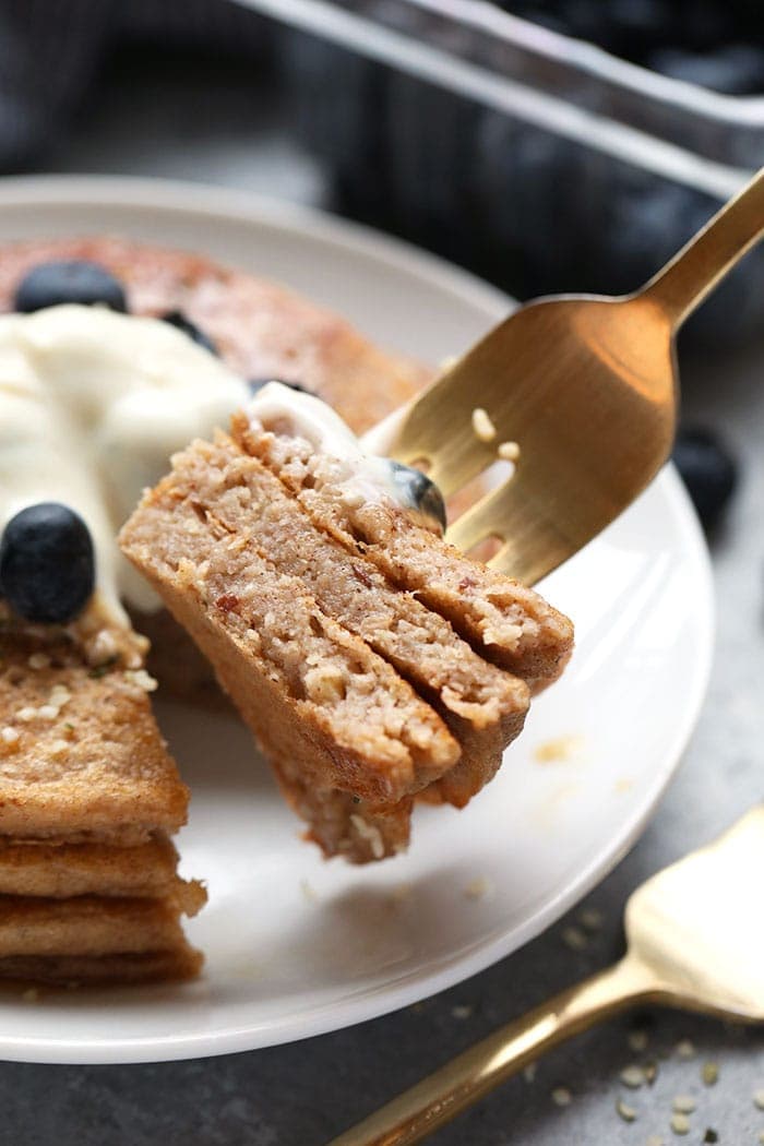 pancakes on a fork