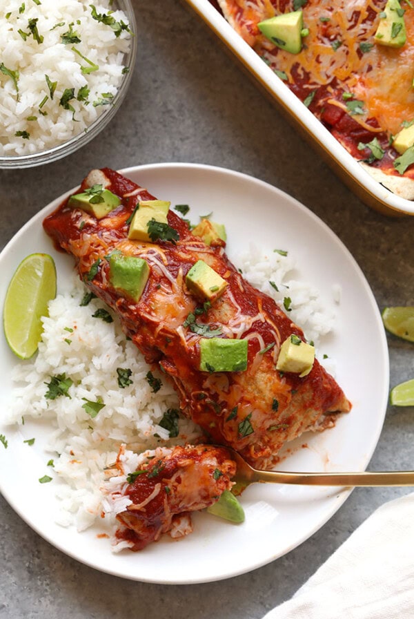 healthy chicken enchiladas on a plate