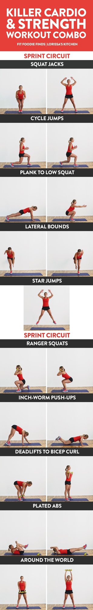 Get your sweat on and do this killer cardio and strength workout combo! It's a mixture of HIIT sprints and strength training all in one for the ultimate calorie torch.