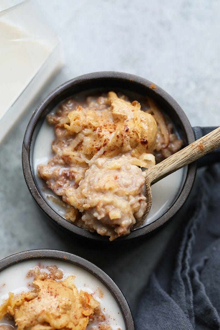 steel cut oatmeal with apple and milk