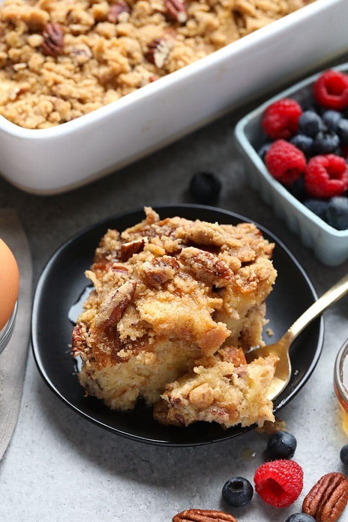 Slice of overnight French toast bake