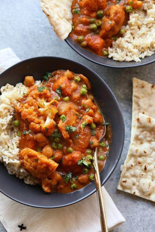 cauliflower tikka masala in a bowl