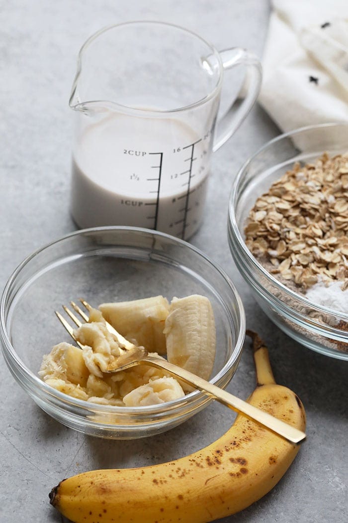 mashed banana and almond milk