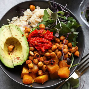 a healthy butternut squash buddha bowl