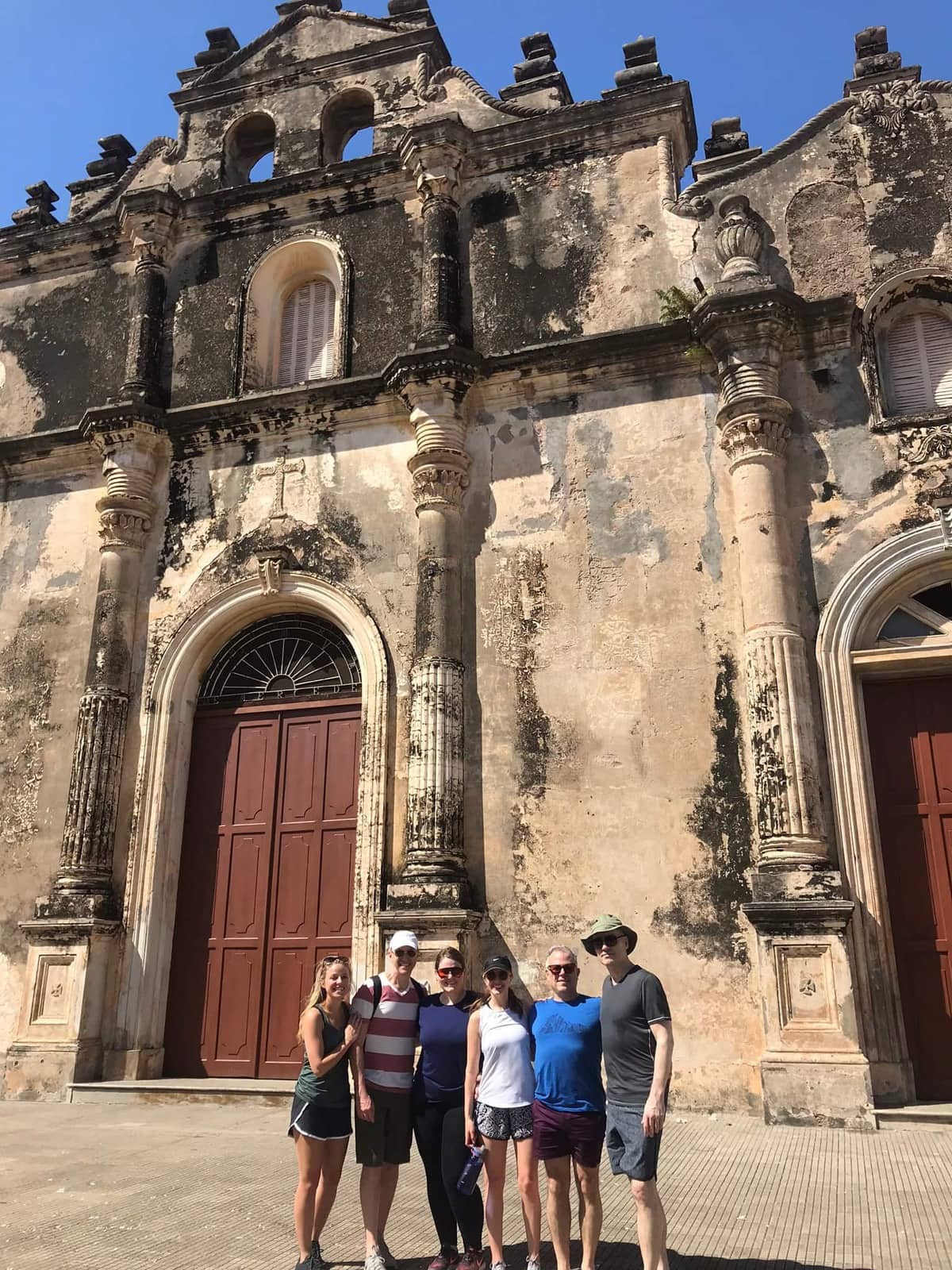 People in front of a church. 