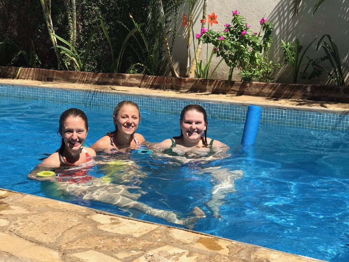 Girls in a pool. 