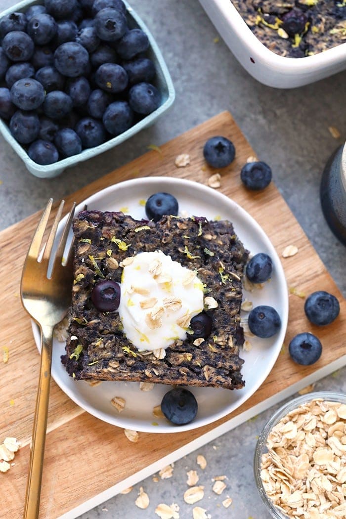 Lemon Blueberry Vegan Baked Oatmeal